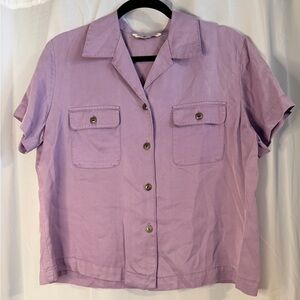 Vintage Lavender Tencel Button-Front Shirt | Petite Large